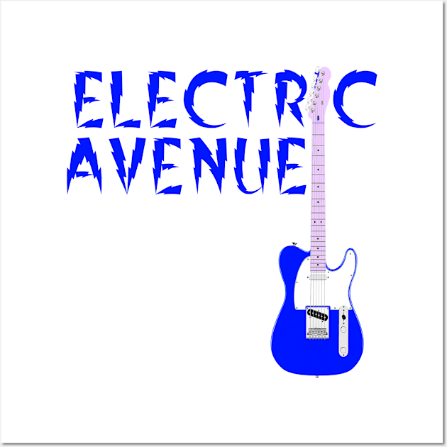 Electric Guitar, Electric Avenue, Blue Guitar Wall Art by Style Conscious